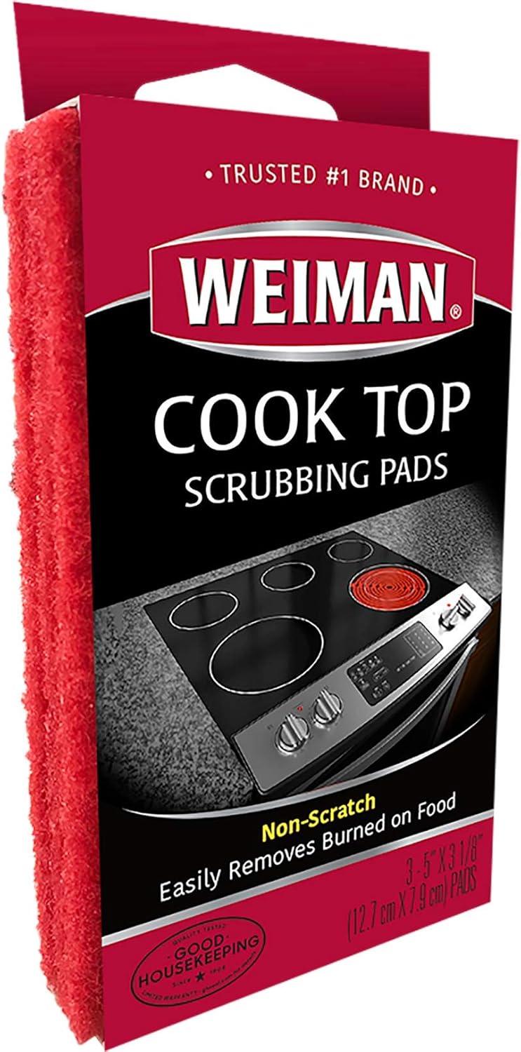 Cooktop Cleaning Pads – Effective Removal of Stubborn Residue from Smooth Top and Glass Ranges, Set of 3 Reusable Pads
