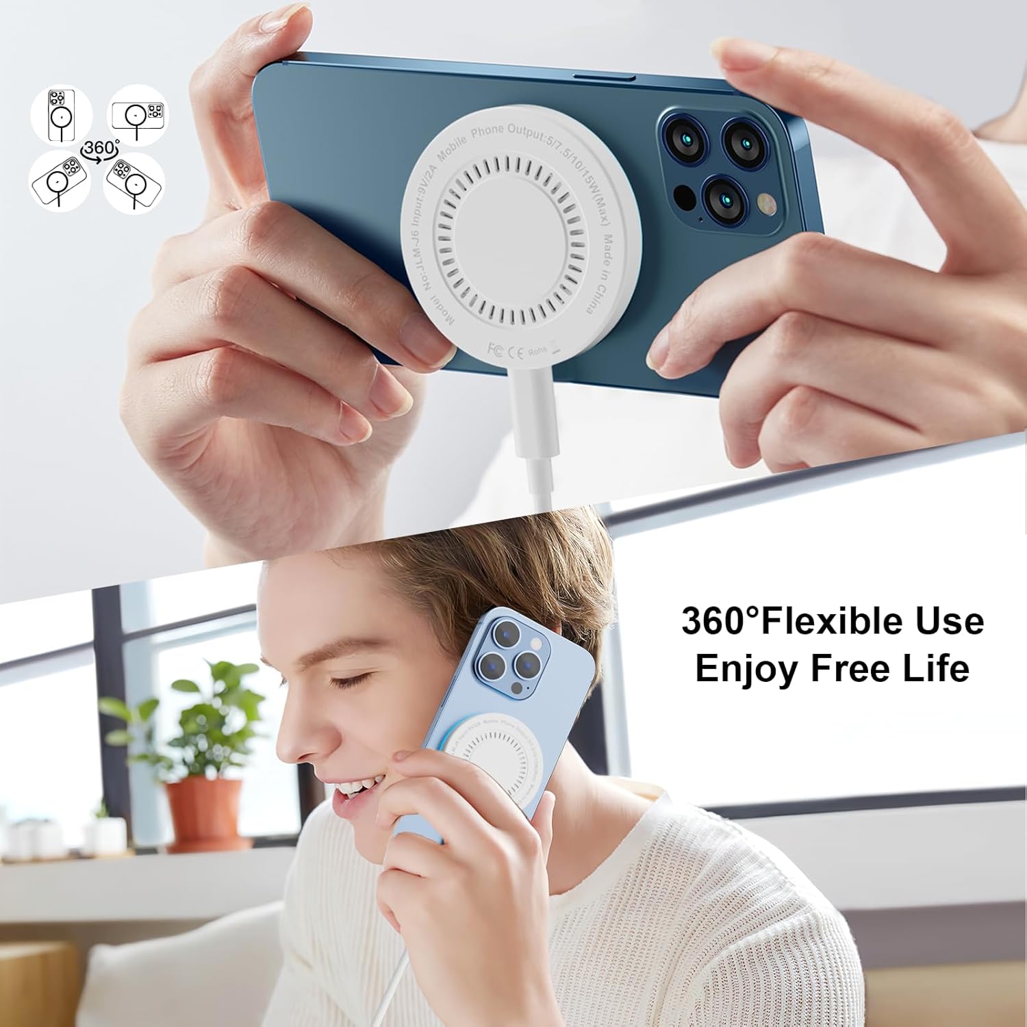 Dual Pack 15W MagSafe Charger - Fast Wireless Charging Pad for iPhone 17/16/15/14/13/12 & AirPods 3/2/Pro