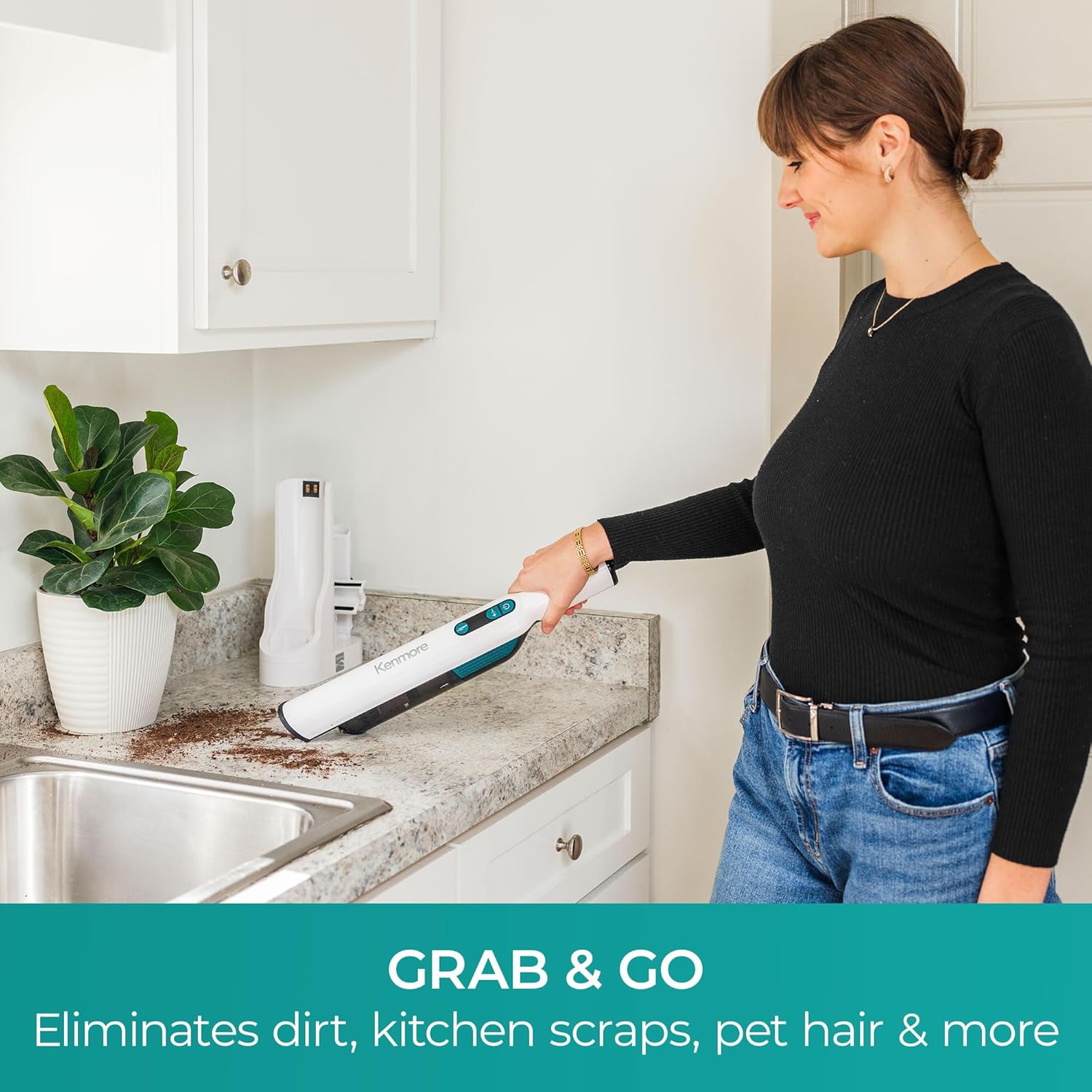 HV3005 11.1V Cordless Handheld Vacuum Cleaner - Lightweight and Portable with Powerful Suction, 2-Speed Power Control, Ideal for Pet Hair, One-Touch Empty Feature for Home and Car Use