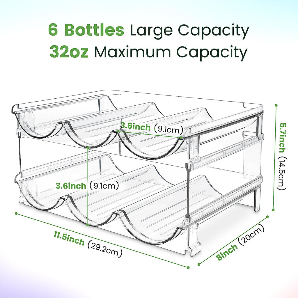 Water Bottle Storage Organizer Set - Stackable Cabinet Rack for Efficient Water Bottle Organization (2 Packs)