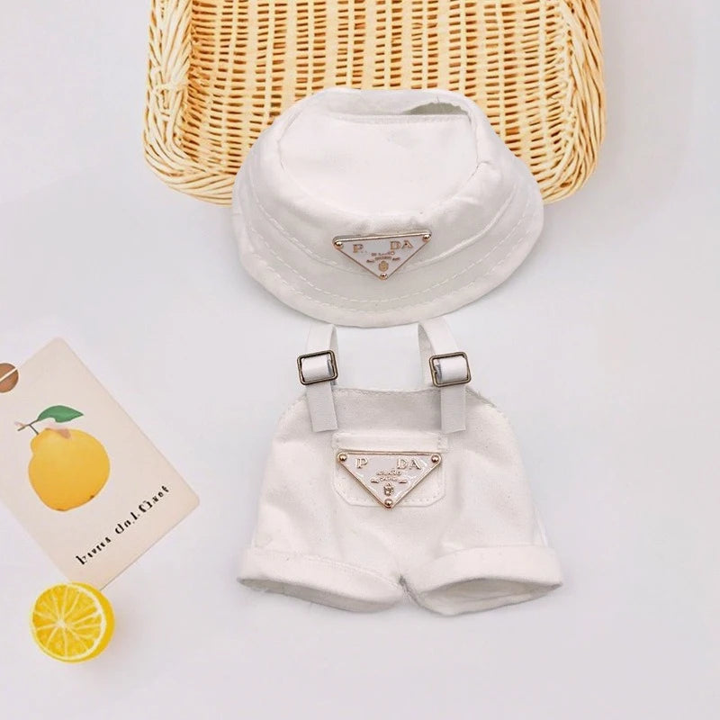 Labubu Mini Doll Outfit Set - Fisherman Hat, Retro Glasses, and Overalls for 15-17cm Dolls - Perfect for Parties and Dollhouse Fun!