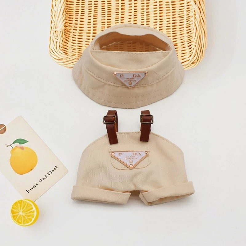 Labubu Mini Doll Outfit Set - Fisherman Hat, Retro Glasses, and Overalls for 15-17cm Dolls - Perfect for Parties and Dollhouse Fun!