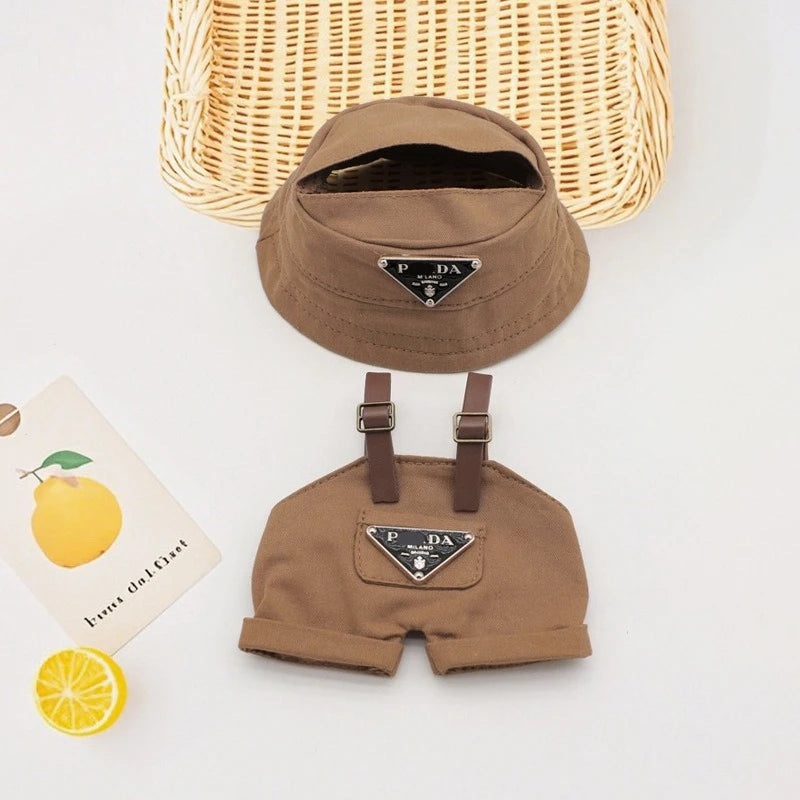 Labubu Mini Doll Outfit Set - Fisherman Hat, Retro Glasses, and Overalls for 15-17cm Dolls - Perfect for Parties and Dollhouse Fun!
