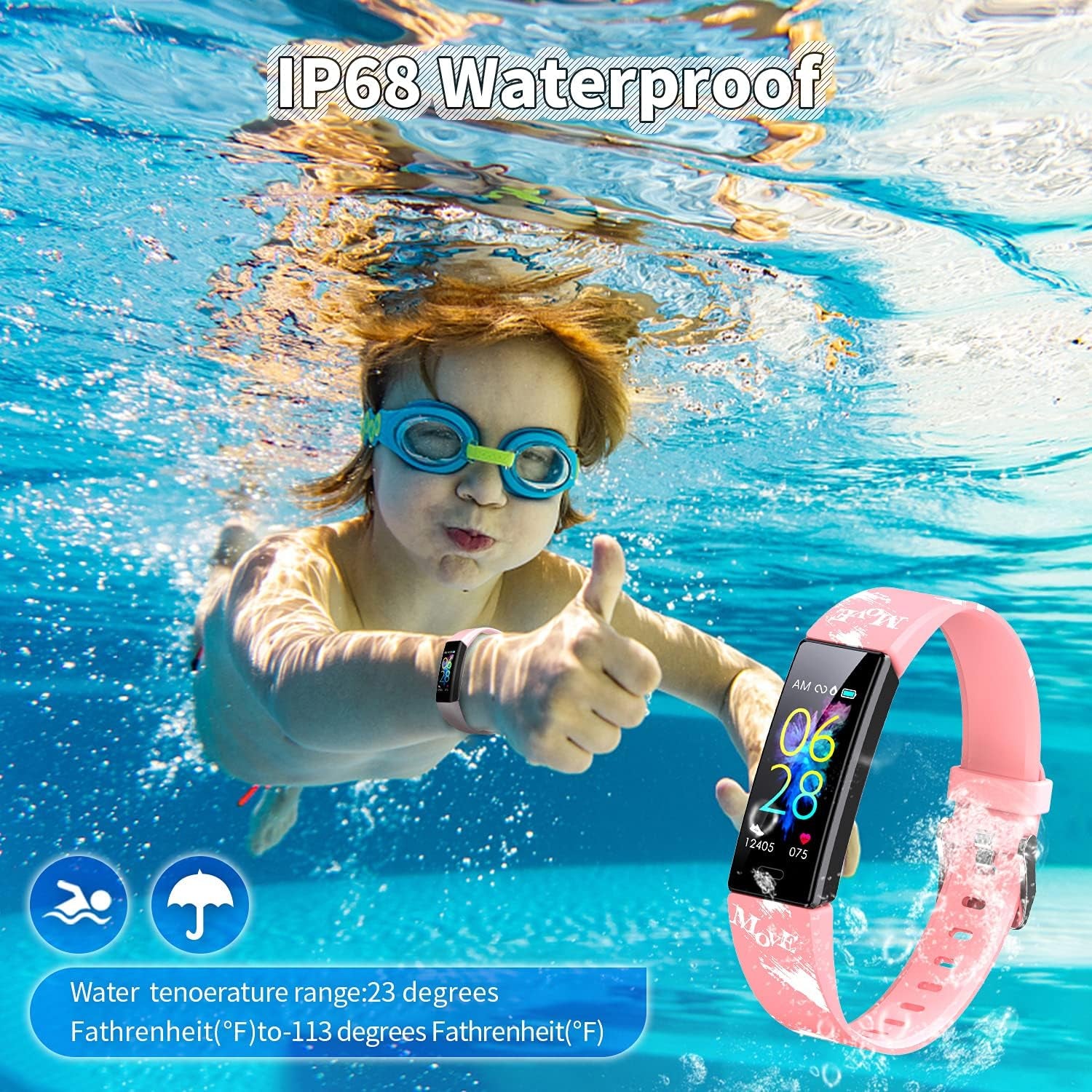 Children's Fitness Tracker Watch - Waterproof Smartwatch with Pedometer, Stopwatch, and 11 Sport Modes for Ages 6-16