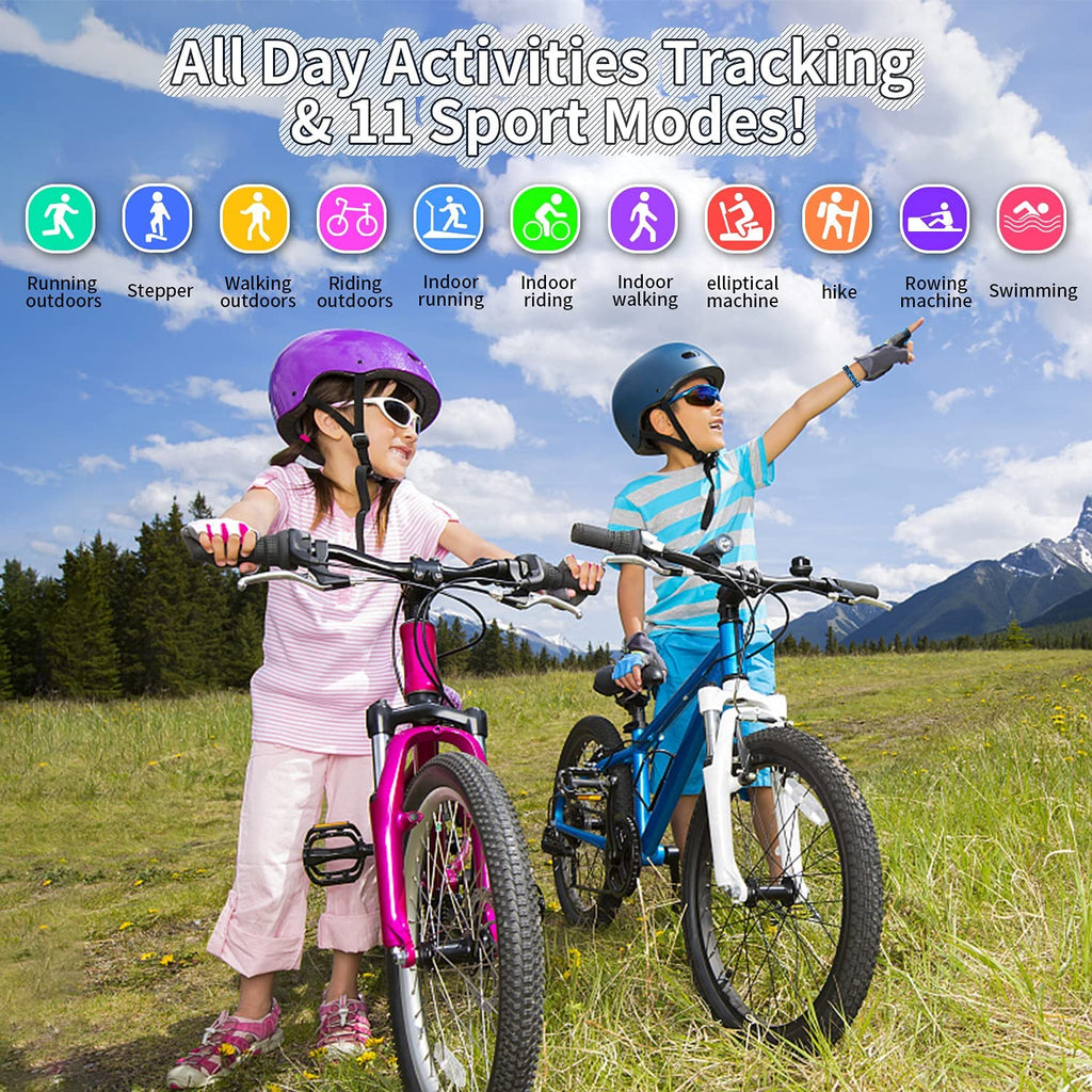 Children's Fitness Tracker Watch - Waterproof Smartwatch with Pedometer, Stopwatch, and 11 Sport Modes for Ages 6-16