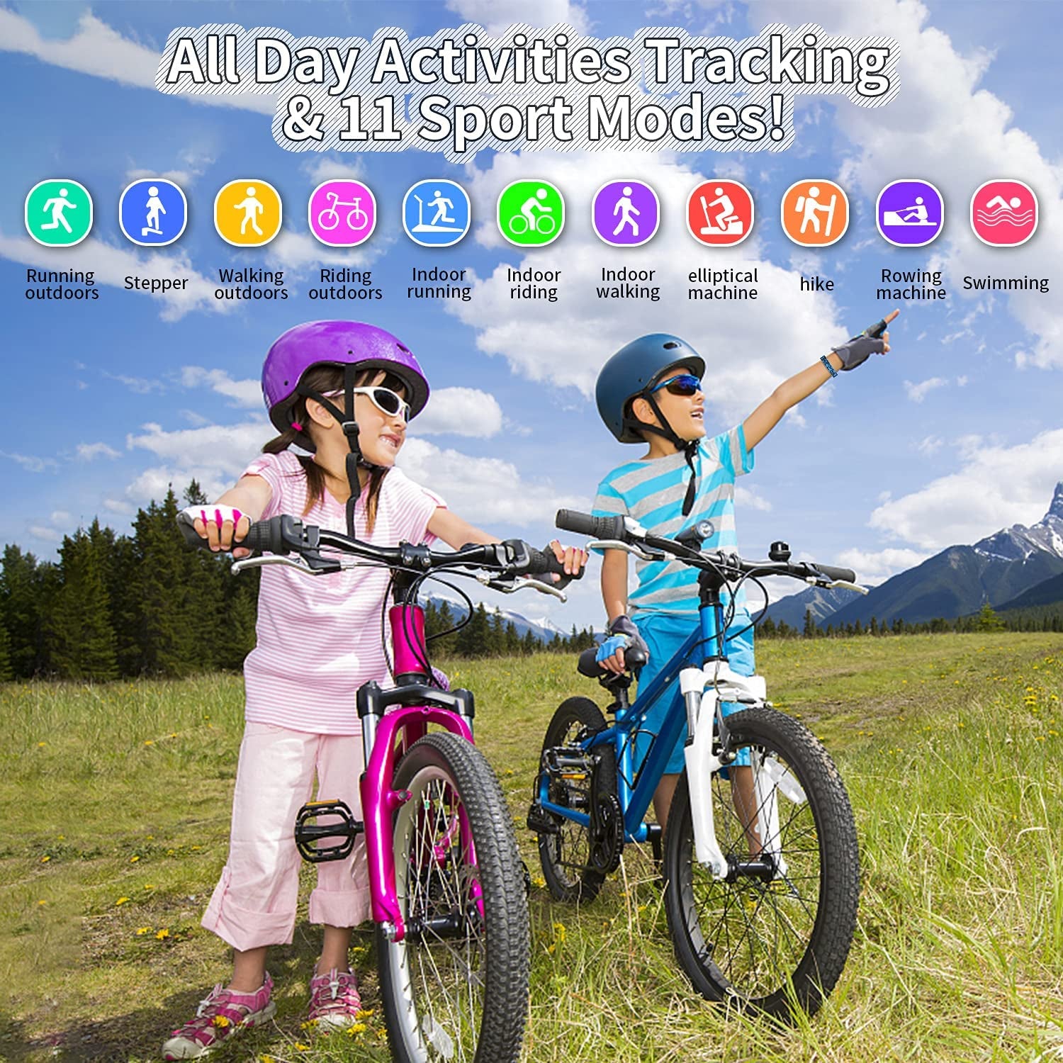 Children's Fitness Tracker Watch - Waterproof Smartwatch with Pedometer, Stopwatch, and 11 Sport Modes for Ages 6-16